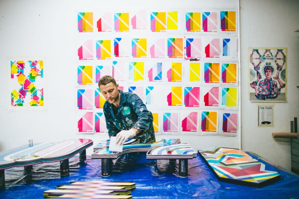 Tavar Zawacki working on his studio